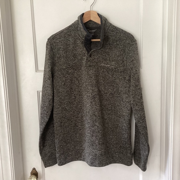 Eddie Bauer Mens Radiator Fleece Pullover 1/4 Snap Front Sweater Charcoal Medium - Picture 1 of 11